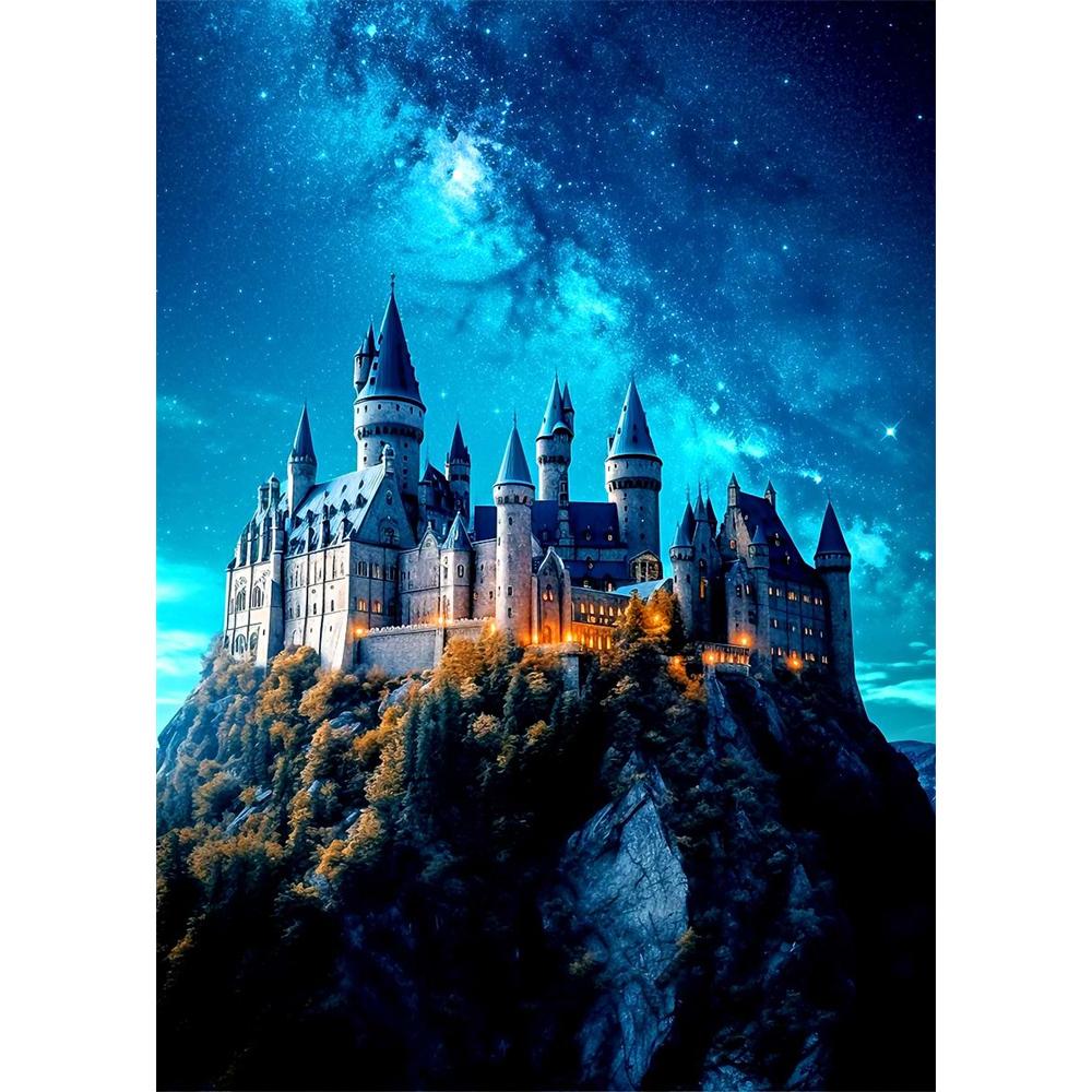 Fantasy Forest Castle Dark Academy Magic Witch Canvas Diamond Painting Wall Art Picture Living Room Home Decor
