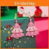 Stylish Pink Christmas Tree Earrings And Necklace Set Gorgeous Holiday Gift For Girls