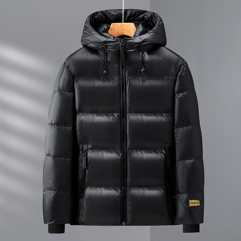 Black Gold Hooded Men's Goose Down Jacket - Thickened, Warm, Cold-Proof Winter Coat