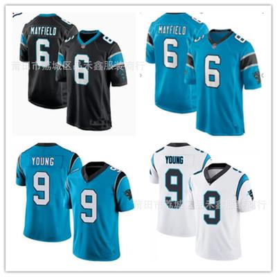 Mens NFL Carolina Panthers 9 Bryce Young Authentic Style Embroidered Jersey Cotton Sports Fan Apparel