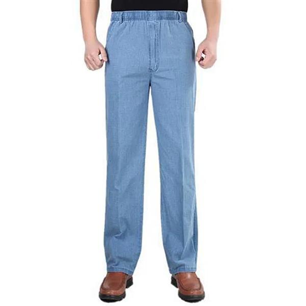 WTEMPO XL-5XL Spring Summer Autumn Winter Solid Casual Long Pants Men's Cotton Linen Elastic Mid-Waist Large Size Breathable Loose Pockets Trousers
