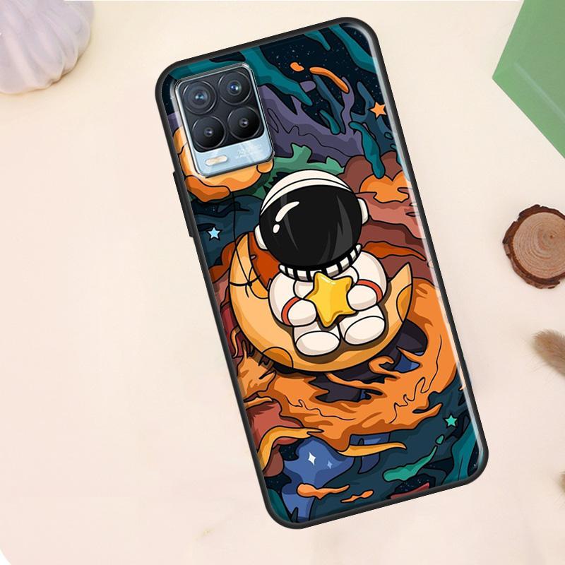 Space Aesthetic Spaceman Astronaut Case For Realme C75 C63 C61 C55 C51 C53 C35 C65 C67 C71 11 12 13 14 15 Pro Plus GT6 GT7 Pro