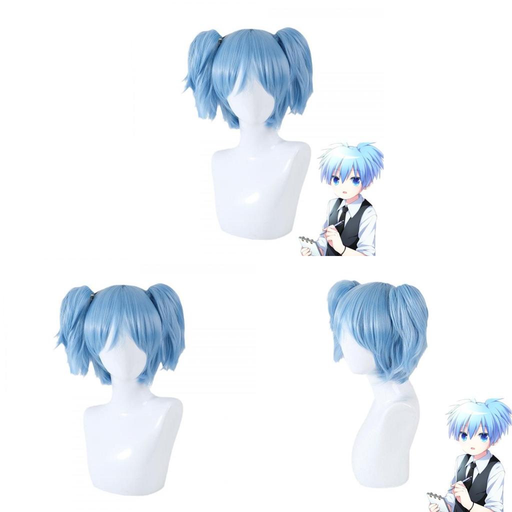 Peluca Cosplay de Shiota Nagisa de Assassination Classroom Con Doble Cola de Caballo Para Fiestas de Disfraces