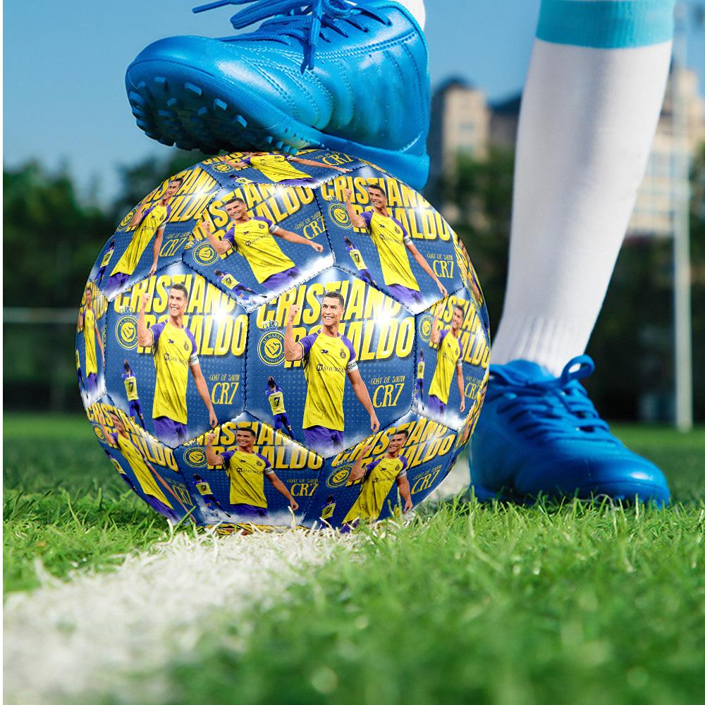 Cristiano Ronaldo Theme Soccer Ball Size 5 Soccer Ball Soft Touch Professional Training Football for Outdoor Sports