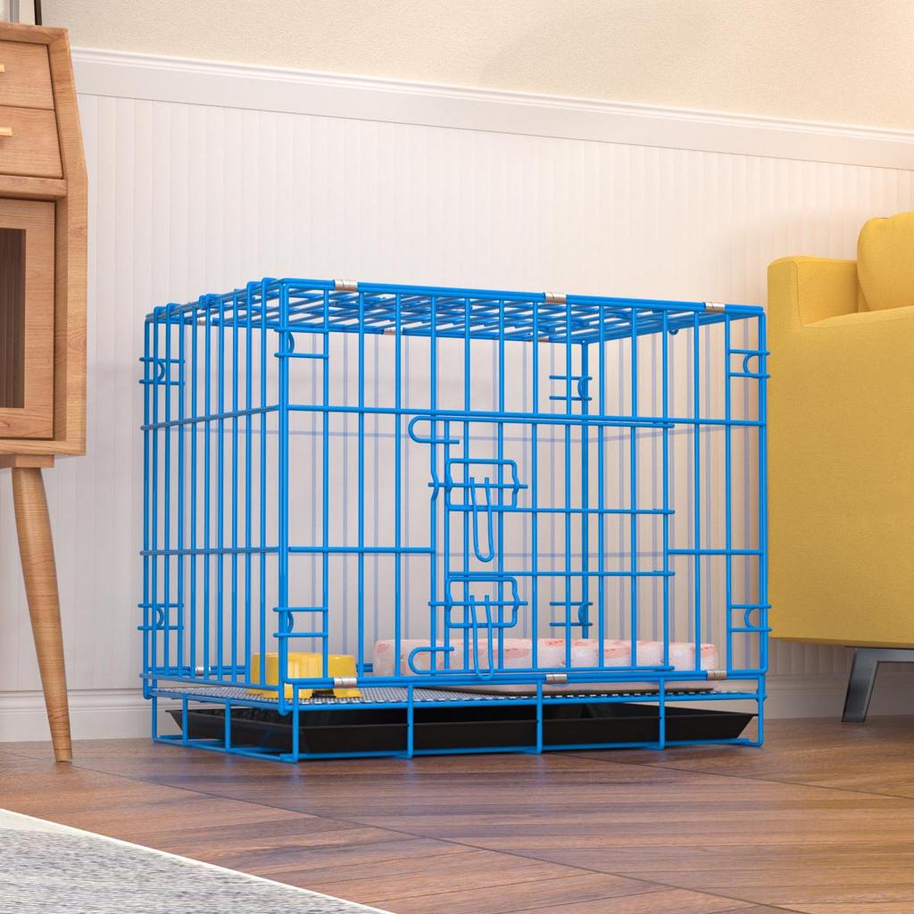 Foldable Metal Dog & Cat Cage for Home, Indoor/Outdoor, Car or Rescue Use