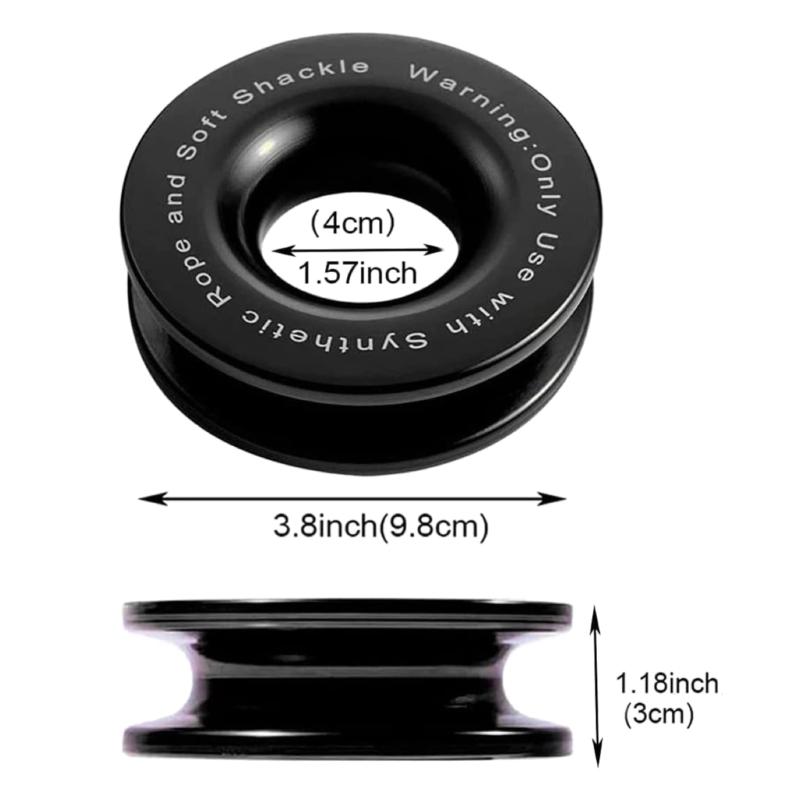 Aluminum Alloy Snatchs Recovery Rings Winch Snatchs Block Pulley Towing Rings for Soft Shackle and Synthetic Rope