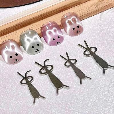 Nieuwe Konijn Beer Kattenoog Magneetstok Set Nail Art Gereedschap Kleine IJzeren Stuk Magneetstok Voor Magnetische Polish Effecten Nagel