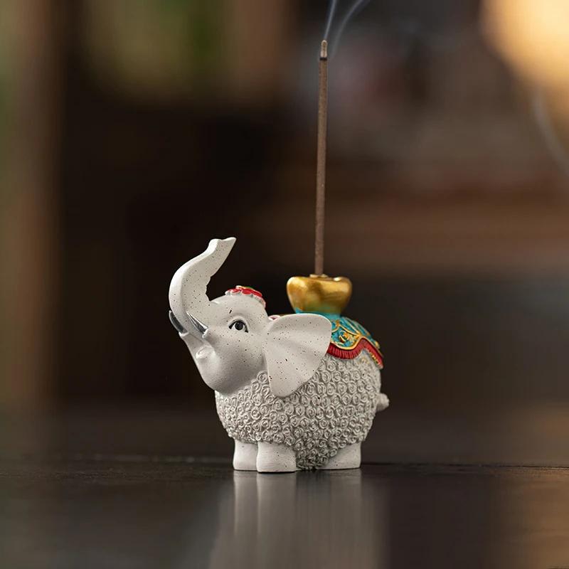 

Lucky Elephant Incense Holder Stick Incense Burner Zen Desk Decor Meditation Accessory Tea Ceremony Decorative Incense Tray