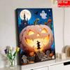 DIY 3D Pearl Painting Canvas Halloween Pumpkin Witch Castle Pattern Relaxing Leisure Craft Kit for Adults Wall Home Decoration