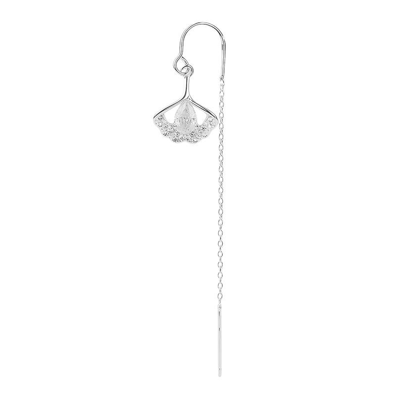 Long Fringed Zircon Ginkgo Biloba Earrings 1PC