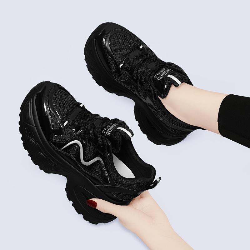 Genuine Leather Comfortable and High-end Dad Shoes for Women In Spring and Autumn New Versatile Thick Sole Lightweight Mesh Casual Sports Shoes