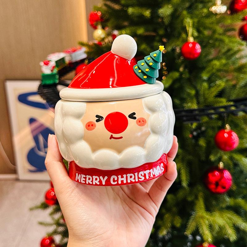Creative Cartoon Santa Claus Shape Mug with Lid Household Water Cup High Looking Christmas Gift Souvenir