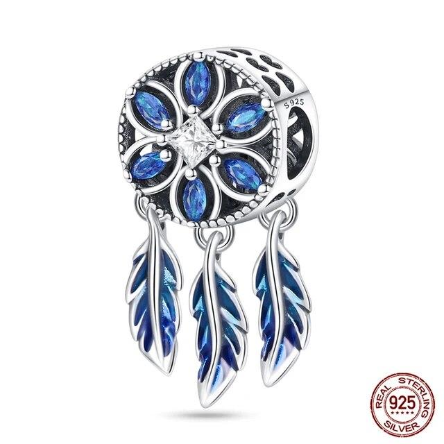 925 Sterling Silver Colorful Zircon Dreamcatcher Charms Beads Pendants FitFashion Original Bracelets DIY Jewelry Making