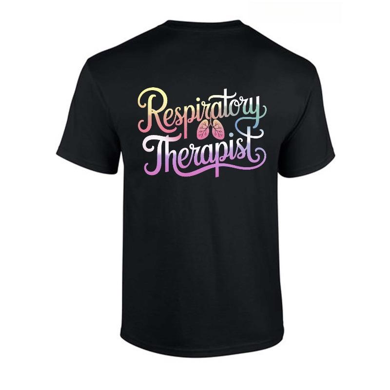 European Sizes Women's Respiratory Therapist T-Shirt - Pastel Art Nouveau Lungs Design, Comfort Fit Short Sleeve Casual Uniform