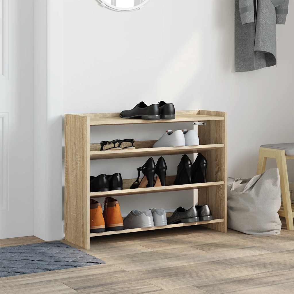 Shoe Rack Sonoma Oak Finish 80 X 25 X 62 Cm Engineered Wood