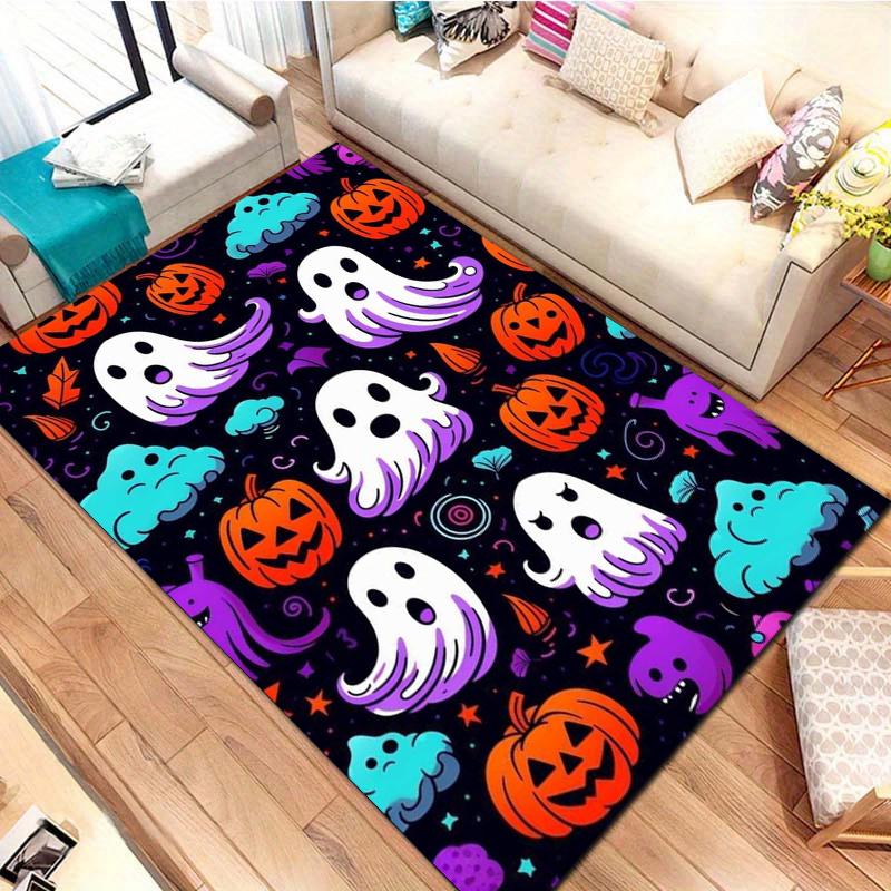 

Жуткий ковер с черепом и тыквой на Хэллоуин - Большой, Нескользящий, Ручная стирка, Полиэстеровый ковер для гостиной, спальни и улицы 50x80cm