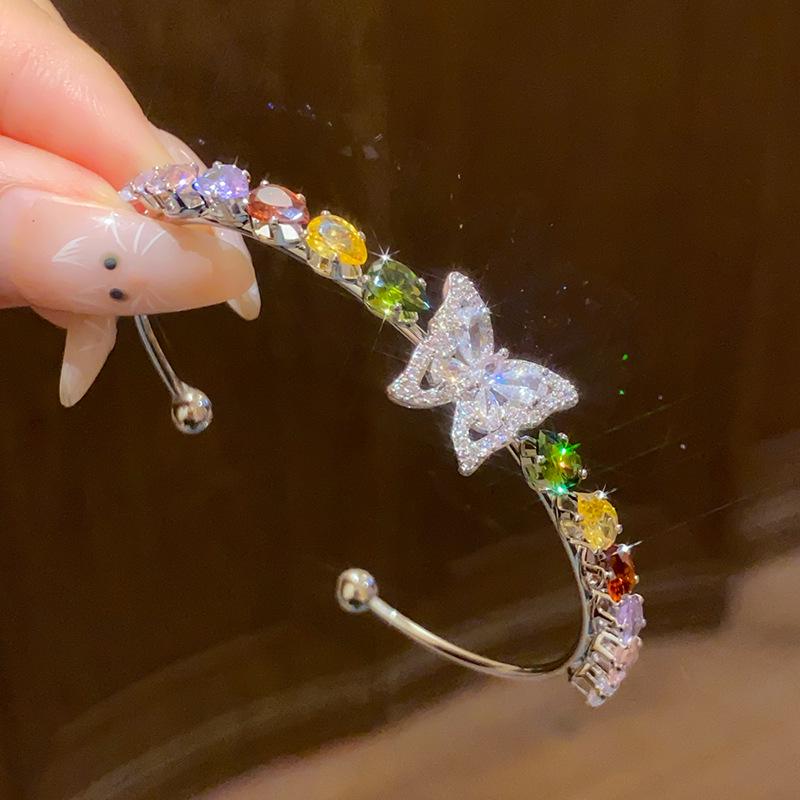 Открытый браслет-бабочка с корейскими цирконами: Элегантный, Милый и Универсальный Женский Модный Браслет