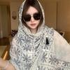 Small fresh white floral silk scarf women's summer travel buckle sunscreen large shawl beach towel thin yarn scarf scarf