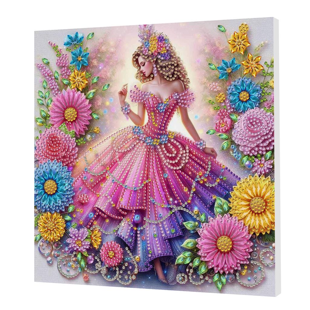 DIY Special Shape Drill Art Craft Pearl Diamond Painting with Frame 25x25cm Diamond Art Pearl Painting Kit for Adults Home Decor