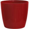 Shiny Flowerpot - GARDEN ID - Shiny Red with Wheels - 35 X 32 Cm - Ceramic Look - Waterproof - Easy To Move