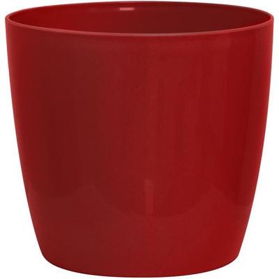 Shiny Flowerpot - GARDEN ID - Shiny Red with Wheels - 35 X 32 Cm - Ceramic Look - Waterproof - Easy To Move