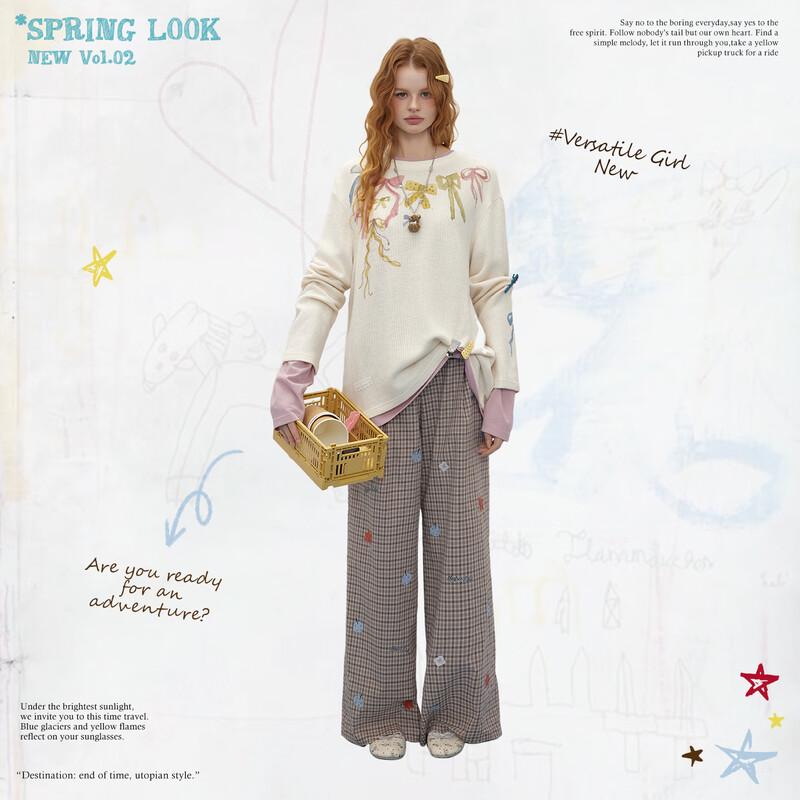 UNIFREE Spring 2026 Sweet Girly Relaxed Fit Round Neck T-shirt