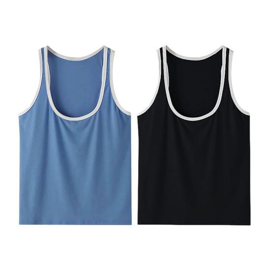 Herre Sportsvest Dyp U-formet krage Brede stropper Ermeløse tanktopper Lappverk Farge Løs passform Casual Allsidig vest