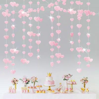 Guirlande d'amour suspendue de 4 m Cœur scintillant romantique Forme de cœur Corde Facile à installer Réutilisable Guirlande de mariage Fête d'anniversaire