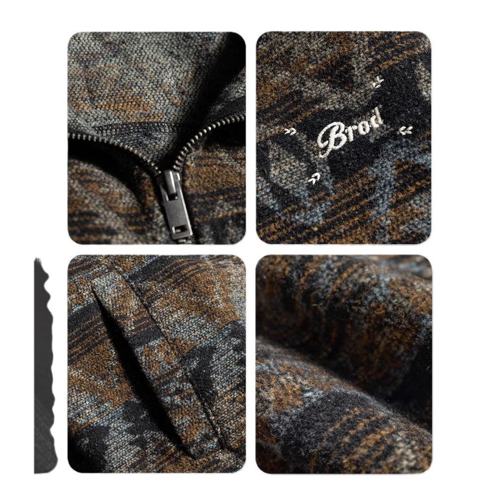 Autumn Retro Ethnic Style Stand-Up Cardigan Sweater Men'S Loose Trendy Brand Heavy Jacquard Wool Knitted Casual Coat