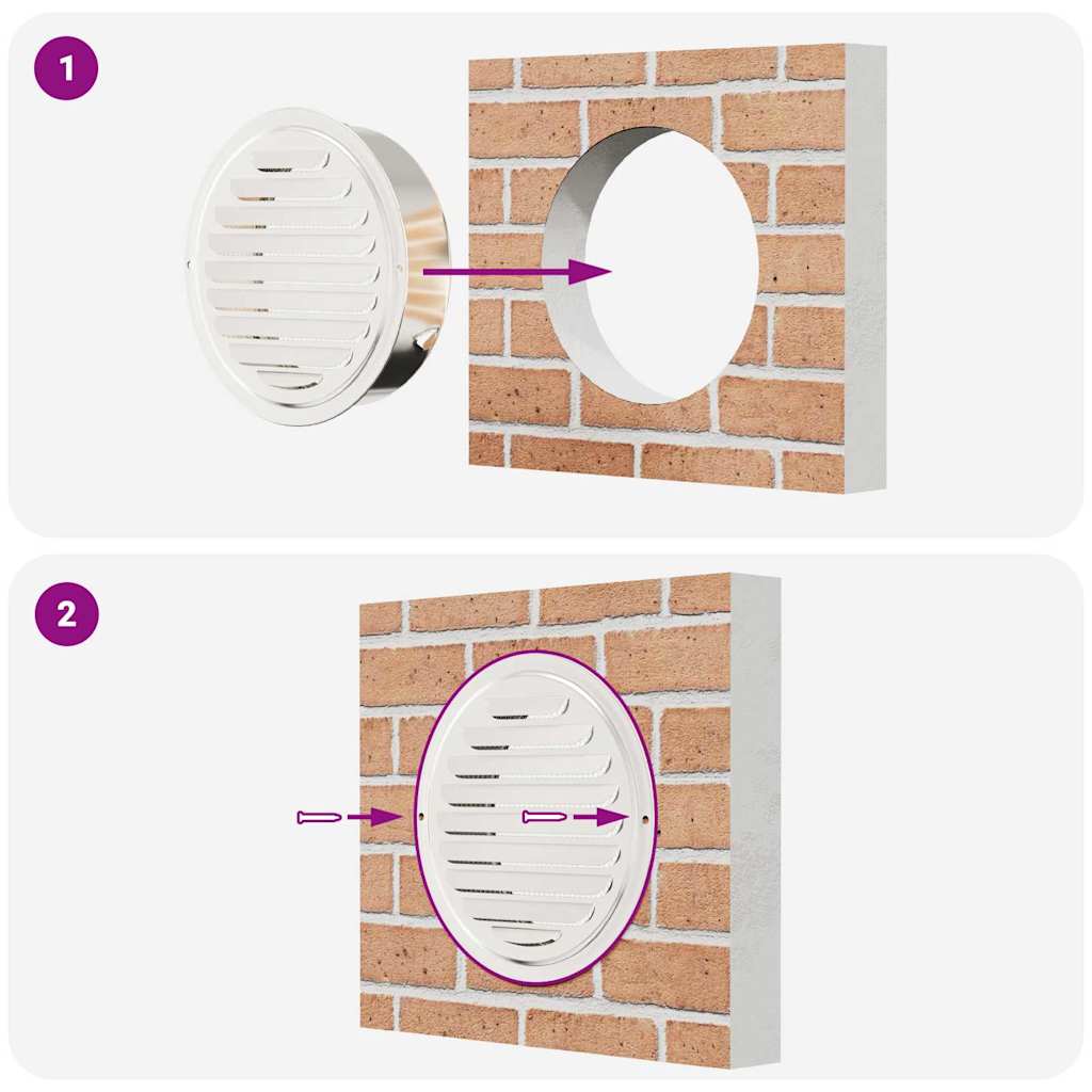 Ventilation Grille Set 4 pcs Silver 200 mm Stainless Steel