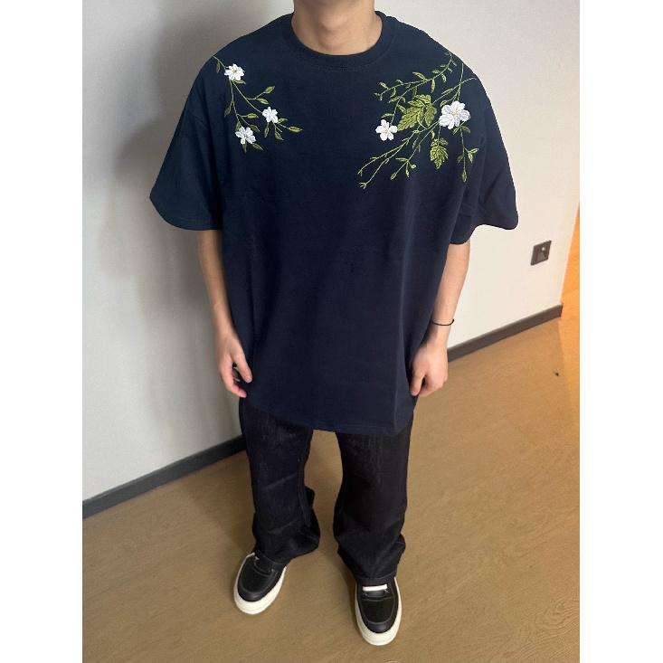 Summer Men's Casual All-Matching Printed T-shirt Loose Trendy Men's Round Neck Top