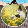 Cute Pet Dog Border Collie Round Beach Towel,Sand Free Beach Blanket Picnic Mat for Bathroom Pool Surf Travel Outdoor Meditation