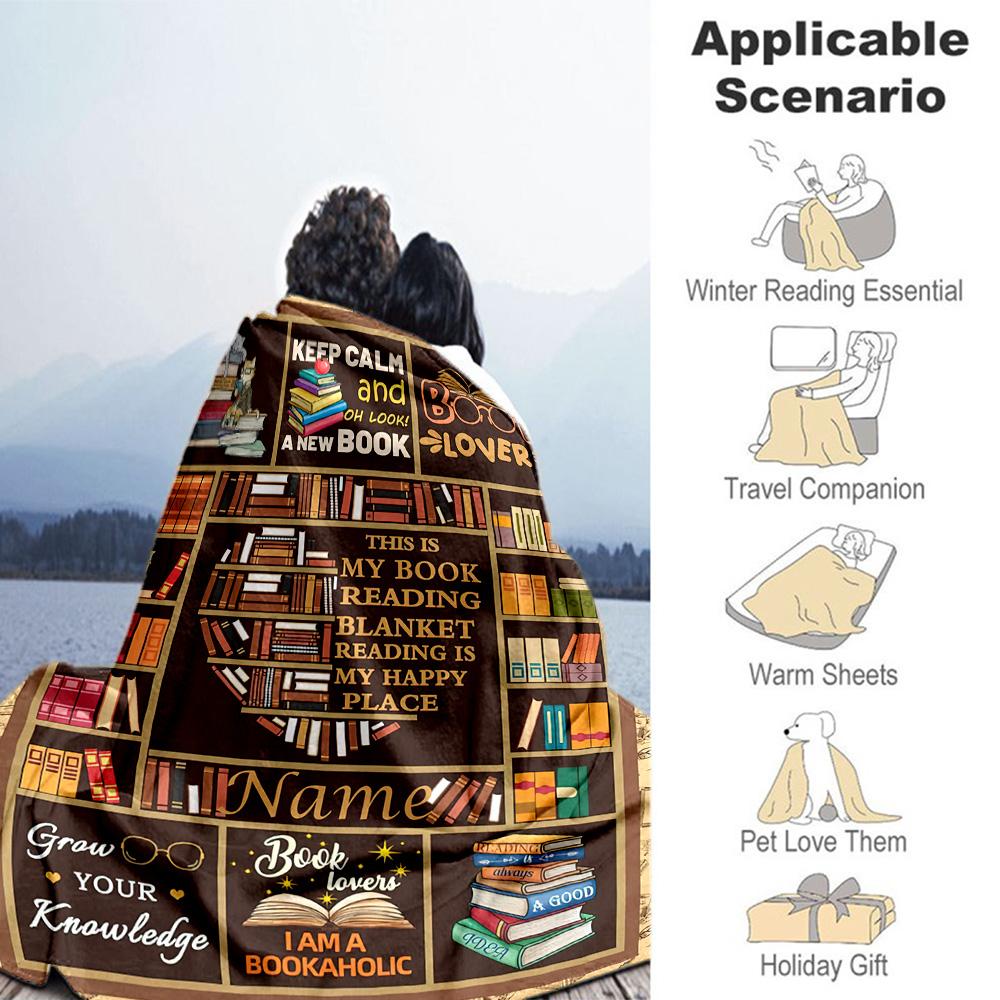 Love Books Personalized Text Blanket Throw Personalized Blanket Durable Comfort Perfect for Nap Bedding Couch Picnics Four Seasons Universal