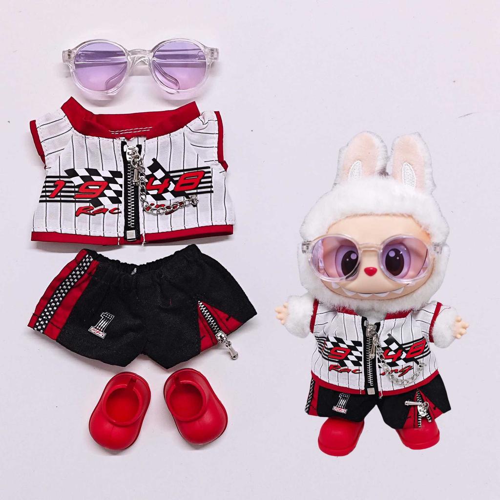 Ubranka dla lalki Labubu Moda Kombinezon wyścigowy Spodnie Garnitur Ubranka dla lalki