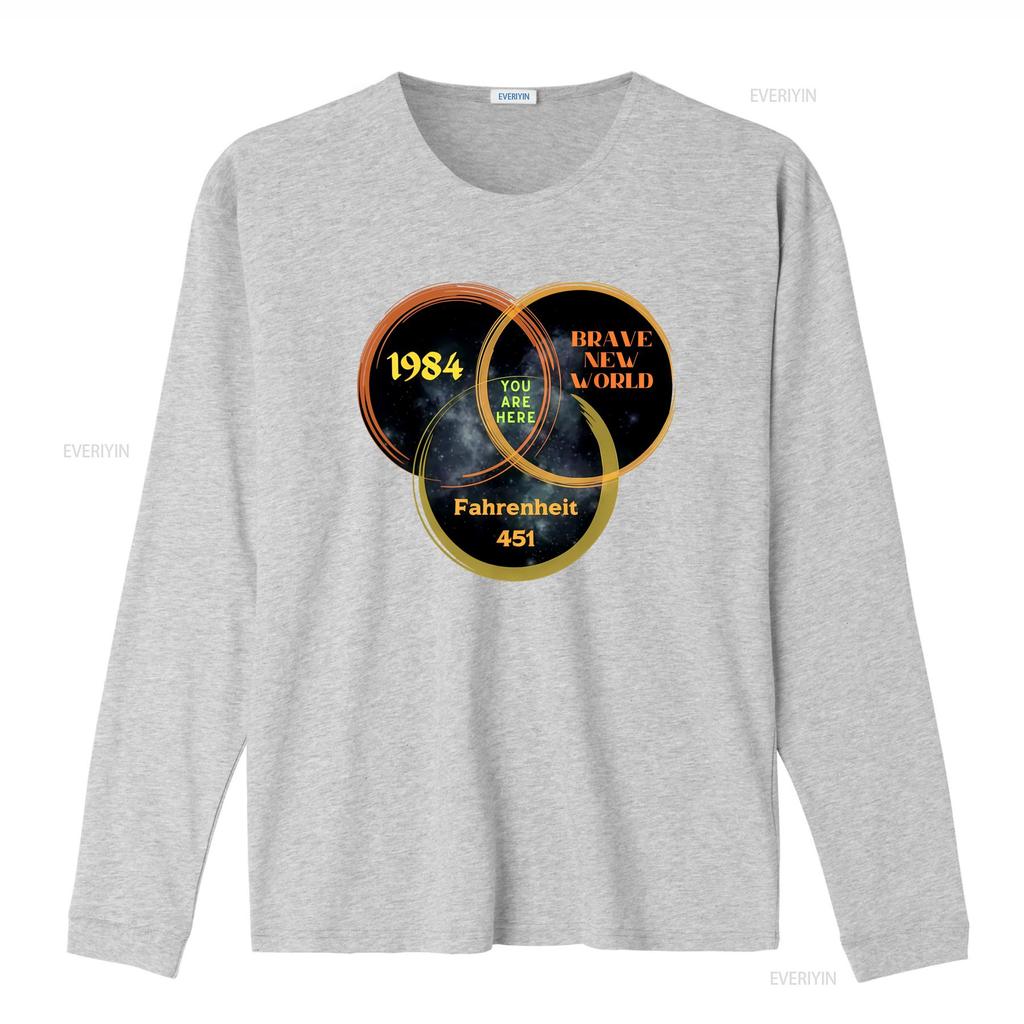 1984 Un Mundo Feliz Fahrenheit 451 Estás Aquí Ciencia Ficción Distopía Camiseta vintage Lavada Casual Ligeramente ropa de diseñador