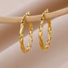 Classic Twist Hoop Earrings For Women Girls Stainless Steel Gold Color Earrings Punk  Jewelry Pendientes Mujer