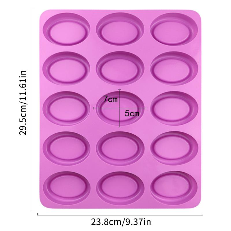 Silicone Oval Soap Molds 15 Cavities Handmade Moulds Candy Pudding Chocolate Cake Baking Mold Kitchen Accessories