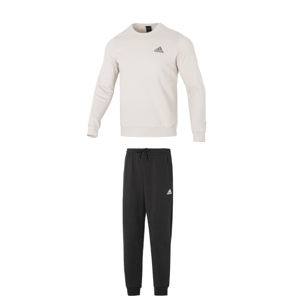 

Adidas Solid Color Breathable Pullover Crew Neck Sweatshirt With Drawstring Cuffed Fleece Pants Casual Sports Set IY9082+IB4023 2XL