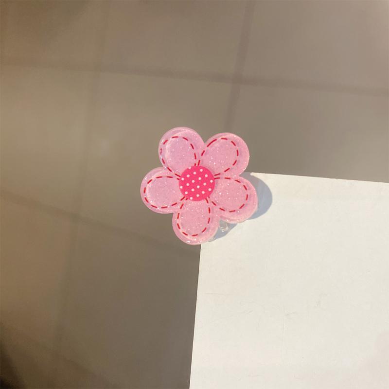 Grab Clip Easy Pulling Up Cartoon Pink Flower Shaped Non-slip Hair Claw Clips