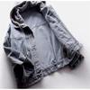Spring Plus Size Blue Deconstructable S kapucí Turn Down Collar Jean Coat Jacket Dámské volné oblečení