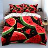 Watermelon Print Home Decoration Set Bedding Set with 1 Duvet Cover 2 Pillowcases Single Double King Queen, Gift