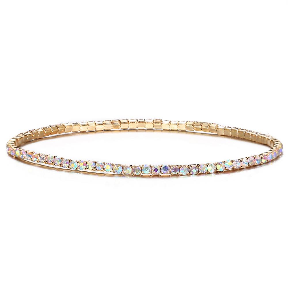 Bohemian Multi Color Elastic Crystal Bracelets for Women Girls Rhinestones Tennis Chain Bracelets Wristband Wedding