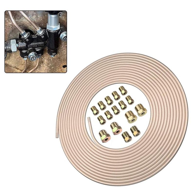 Brake Hose 3/16-Inch Diameter with 300 Inches Length and 16 Nuts and Connectors Replacement Kit for Vehicle Brakes