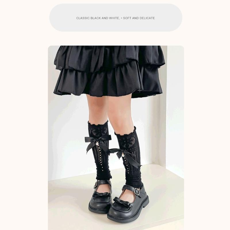 Bowknot Boot Socks Leg Warmers for Teen Girls Long Leg Cover Cute Knee Stockings Child Socks Ankle Heap Sock Breathable