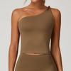 New Woolen Oblique Shoulder Twisted Yoga Vest For Sports, Waist Shaping, Leisure, Running, Fitness, Women'S Tank