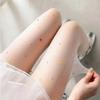 Japanese Style Colorful Heart Pantyhose Pure Desire White Stockings Women Summer Sexy Ultra-thin Black Silk French Jacquard Tigh