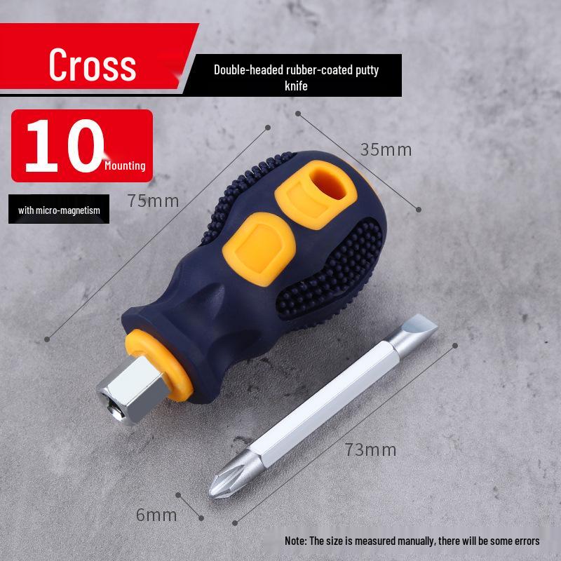 Compact Mini Two-Way Screwdriver: Short Handle, Interchangeable Phillips, Slotted, Torx Heads