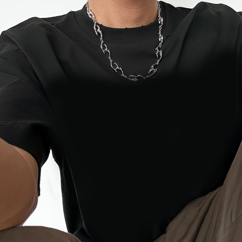 Irregular Wavy Chain Necklace Adjustable Length Neckchain Unisex Choker Ornament Trendy Accessory for Fashion Lovers