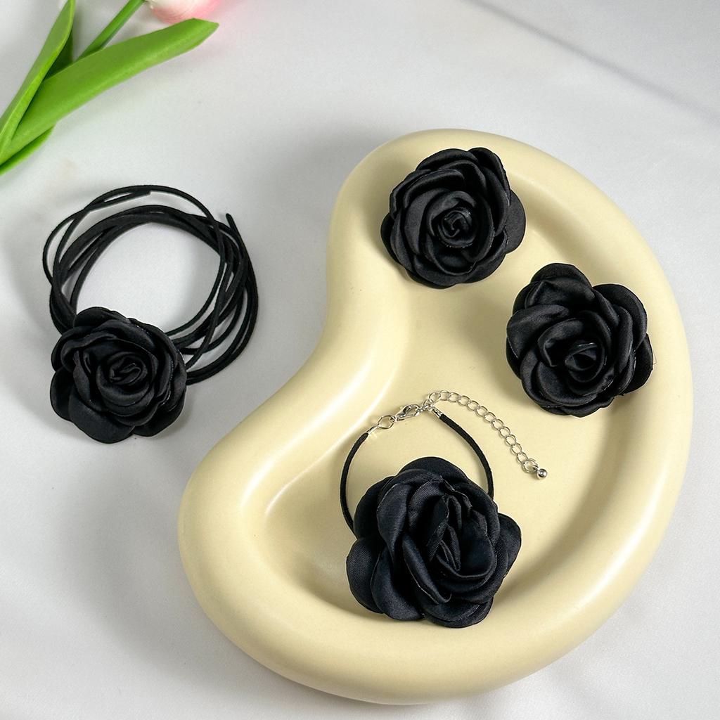Vintage Rose Flower Choker Collar Women'S, Flannel Satin Flower Fashion Strap Necklace