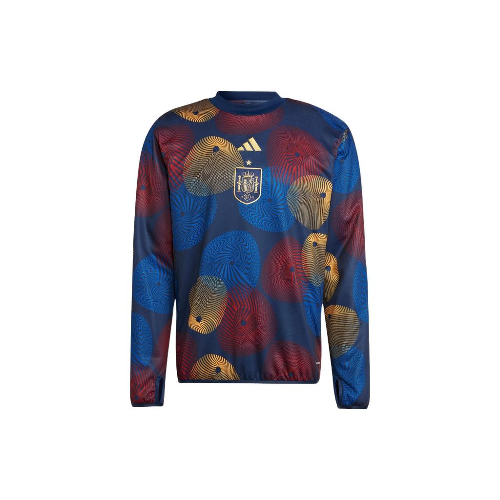 Adidas Fef Pre Wrmtop Logo Print Football Sports Pullover Sweatshirt Men Tops Blue HF1420